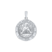 Load image into Gallery viewer, Sterling Silver Round Holy Family (Jesus, Mary, and Joseph) Medallion (5/8 inch - 1 inch)
