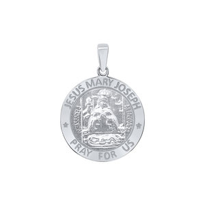 Sterling Silver Round Holy Family (Jesus, Mary, and Joseph) Medallion (5/8 inch - 1 inch)