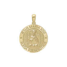 Load image into Gallery viewer, 14K Gold Round Sagrada Familia (Jesús, Maria, y Jose) Medallion (5/8 inch - 1 inch)
