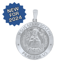 Load image into Gallery viewer, Sterling Silver Round Holy Family (Jesus, Mary, and Joseph) Medallion (5/8 inch - 1 inch)
