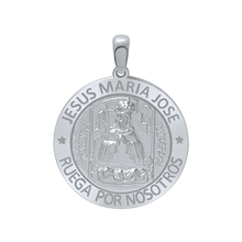 Load image into Gallery viewer, Sterling Silver Round Sagrada Familia (Jesús, Maria, y Jose) Medallion (5/8 inch - 1 inch)
