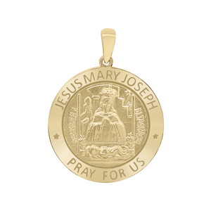 14K Gold Round Holy Family (Jesus, Mary, and Joseph) Medallion (5/8 inch - 1 inch)