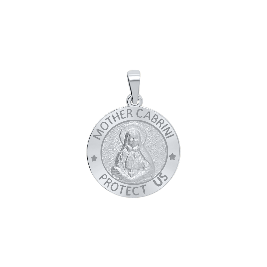 Sterling Silver Round Mother Cabrini Medallion (5/8 inch - 3/4 inch)