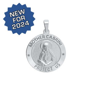Sterling Silver Round Mother Cabrini Medallion (5/8 inch - 3/4 inch)