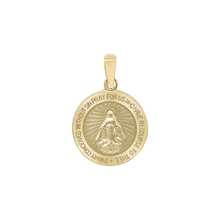 Load image into Gallery viewer, 14K Gold Round Miraculous Medallion (1/2 inch - 1 1/4 inch)
