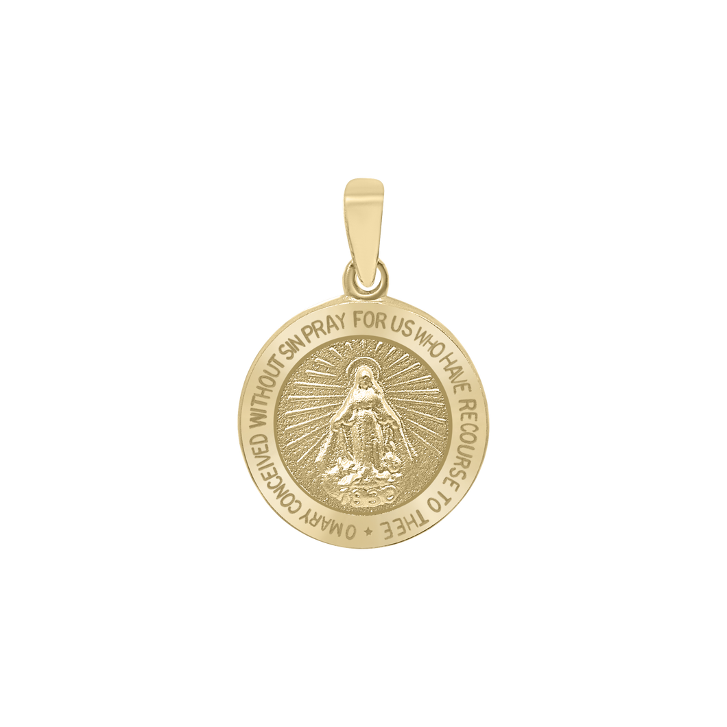 14K Gold Round Miraculous Medallion (5/8 inch - 1 1/4 inch)