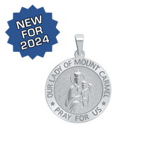 Load image into Gallery viewer, Sterling Silver Round Our Lady of Mount Carmel Medallion (3/4 inch)
