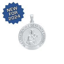 Load image into Gallery viewer, Sterling Silver Round Nuestra Señora de Monte Carmelo Medallion (3/4 inch)
