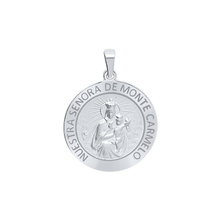Load image into Gallery viewer, Sterling Silver Round Nuestra Señora de Monte Carmelo Medallion (3/4 inch)
