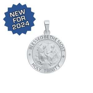 Sterling Silver Round Holy Trinity Medallion (3/4 inch)