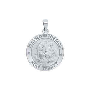 Sterling Silver Round Holy Trinity Medallion (3/4 inch)