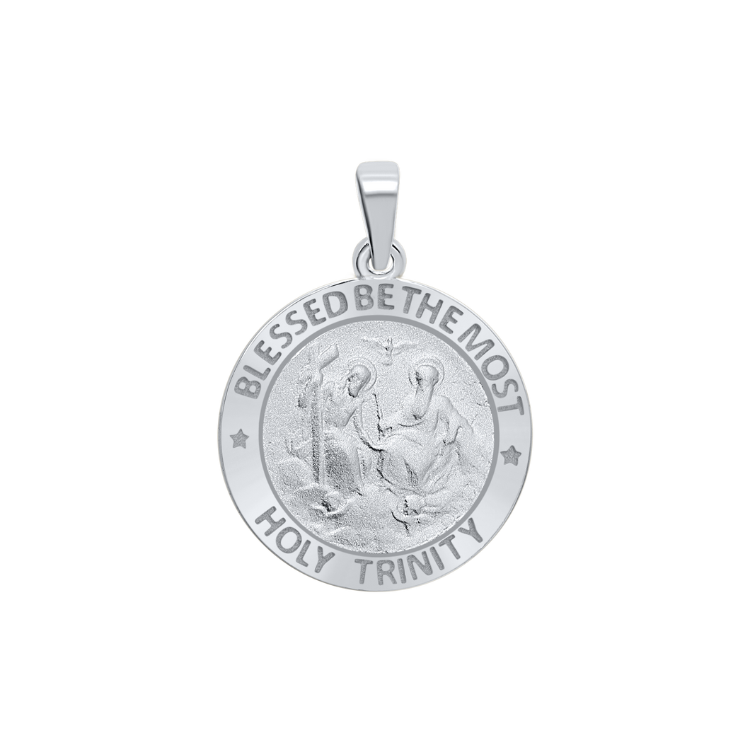 Sterling Silver Round Holy Trinity Medallion (3/4 inch)