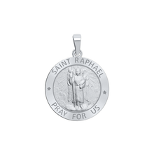 Load image into Gallery viewer, Sterling Silver Round Saint Raphael Medallion (3/4 inch)
