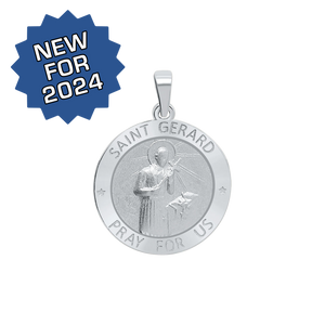 Sterling Silver Round Saint Gerard Medallion (3/4 inch)