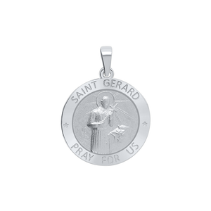 Sterling Silver Round Saint Gerard Medallion (3/4 inch)