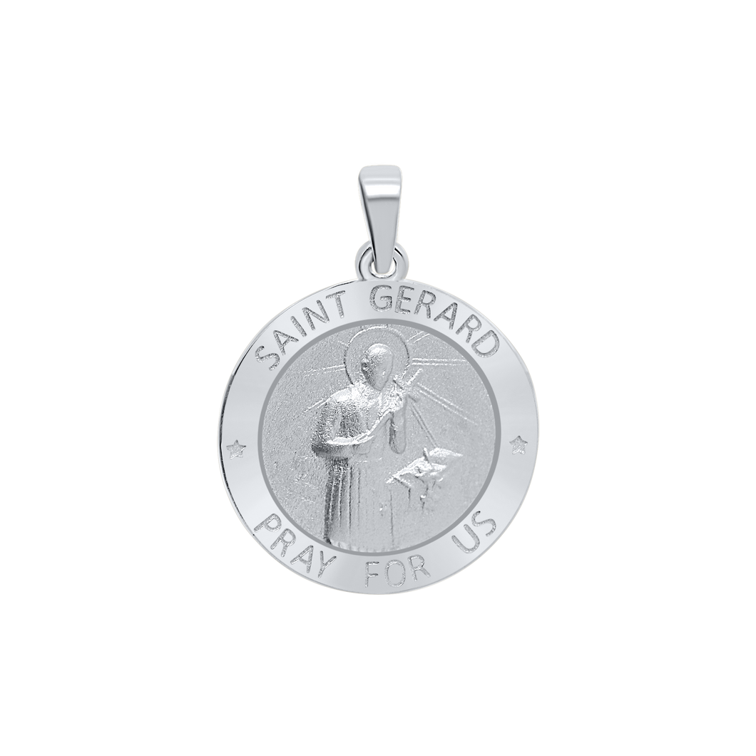 Sterling Silver Round Saint Gerard Medallion (3/4 inch)