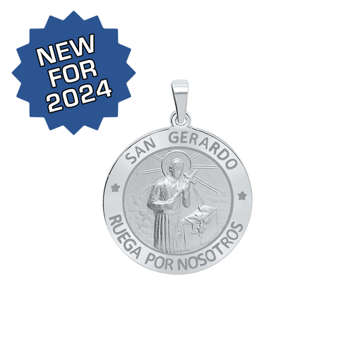 Sterling Silver Round San Gerardo Medallion (3/4 inch)