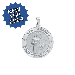 Sterling Silver Round San Gerardo Medallion (3/4 inch)