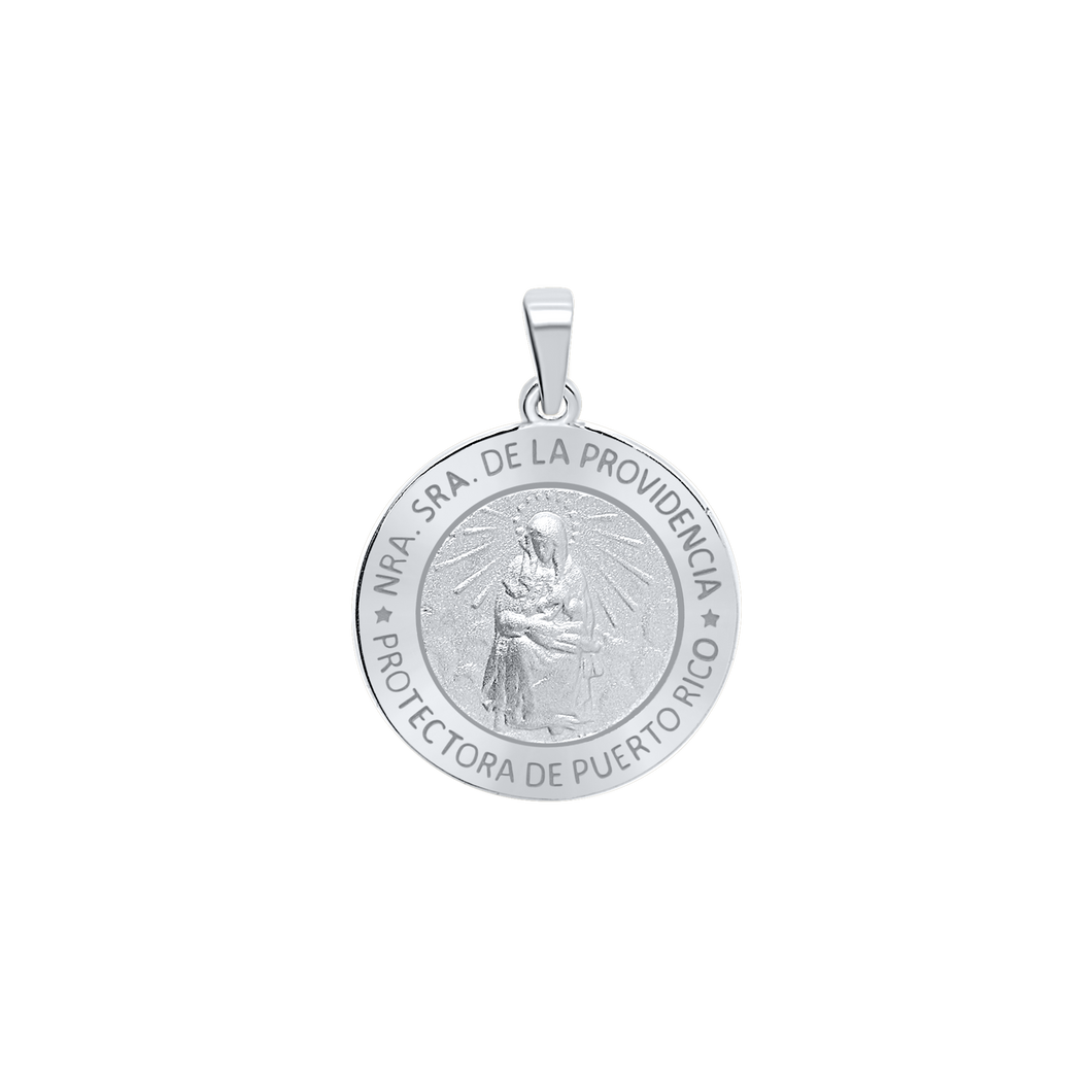 Sterling Silver Round Nuestra Señora de la Providencia Medallion (5/8 inch - 1 inch)