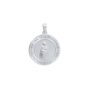 Sterling Silver Round Nuestra Señora de la Providencia Medallion (5/8 inch - 1 inch)