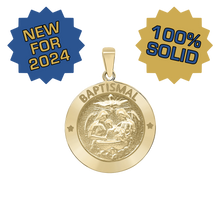 Load image into Gallery viewer, 14K Gold Round Baptism Medallion (3/4 inch)
