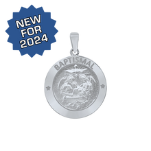Load image into Gallery viewer, Sterling Silver Round Baptism Medallion (3/4 inch)
