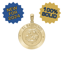 Load image into Gallery viewer, 14K Gold Round El Bautismo Medallion (3/4 inch)
