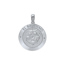 Load image into Gallery viewer, Sterling Silver Round El Bautismo Medallion (3/4 inch)
