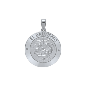 Sterling Silver Round El Bautismo Medallion (3/4 inch)