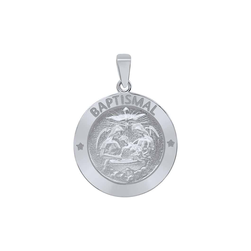 Sterling Silver Round Baptism Medallion (3/4 inch)