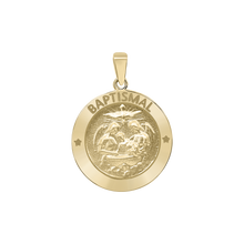 Load image into Gallery viewer, 14K Gold Round Baptism Medallion (3/4 inch)
