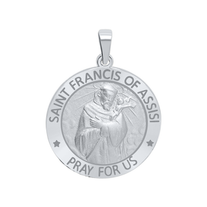 Sterling Silver Round Saint Francis of Assisi Medallion (1 inch)