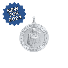 Load image into Gallery viewer, Sterling Silver Round San Francisco de Asís Medallion (1 inch)
