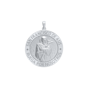 Sterling Silver Round San Francisco de Asís Medallion (1 inch)