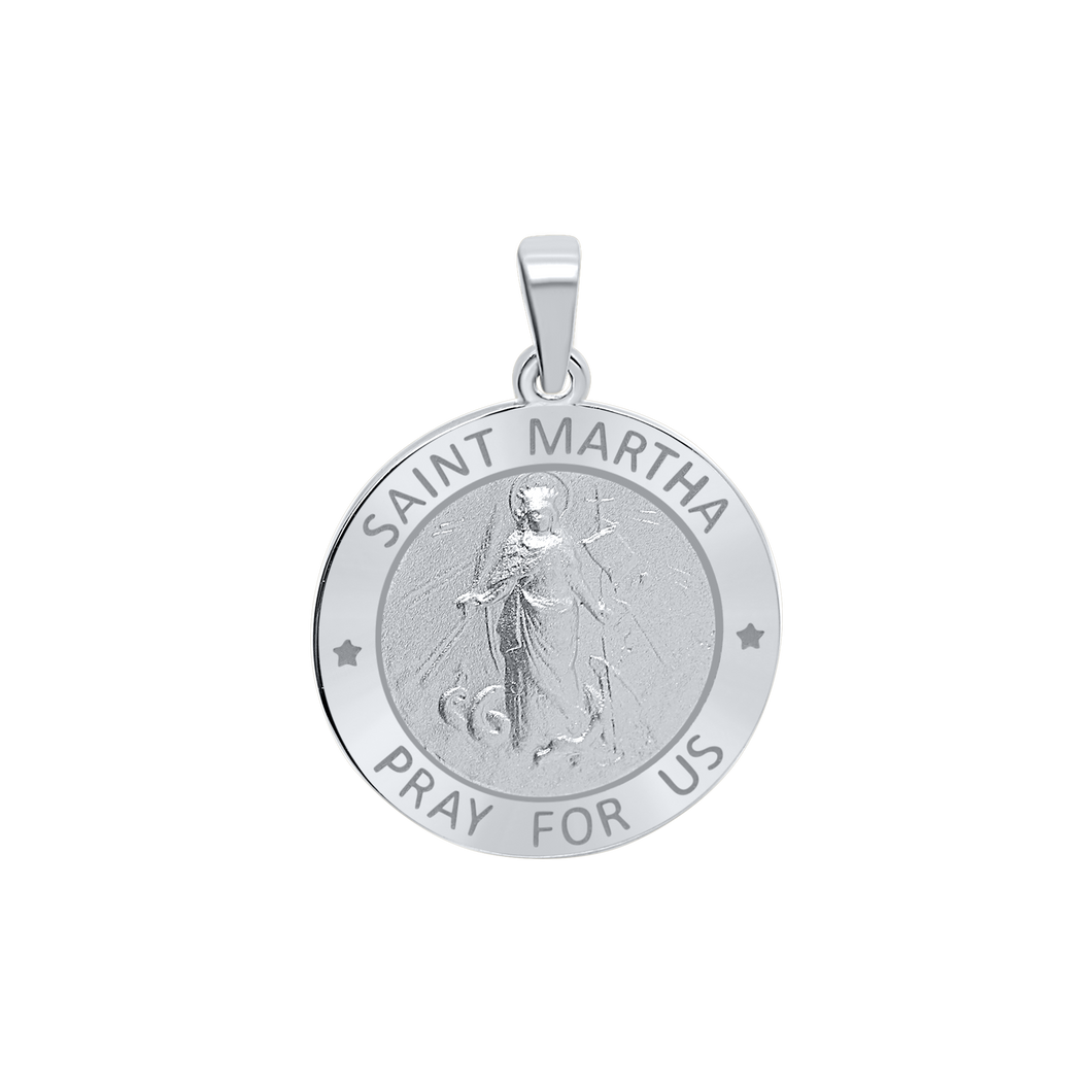 Sterling Silver Round Saint Martha Medallion (3/4 inch)