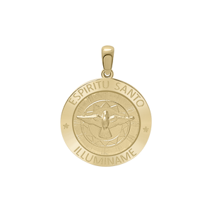 14K Gold Round Espíritu Santo Medallion (5/8 inch - 1 inch)