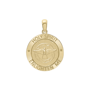 14K Gold Round Holy Spirit Medallion (5/8 inch - 1 inch)