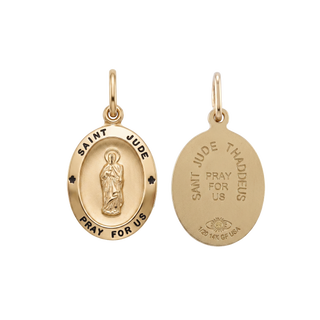 Gold-Filled Oval Saint Jude Thaddeus Medallion (5/8 inch - 1 inch)
