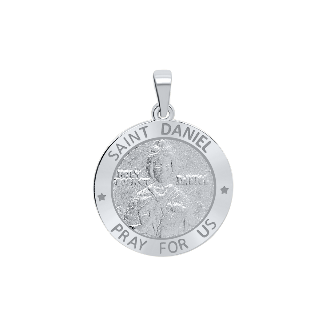 Sterling Silver Round Saint Daniel Medallion (3/4 inch)
