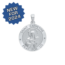 Load image into Gallery viewer, Sterling Silver Round Saint Catherine Medallion (3/4 inch)
