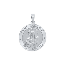 Load image into Gallery viewer, Sterling Silver Round Saint Catherine Medallion (3/4 inch)
