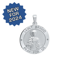 Load image into Gallery viewer, Sterling Silver Round Saint Brigid Medallion (3/4 inch)
