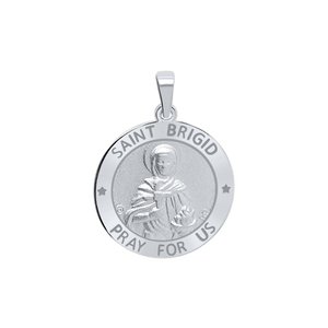 Sterling Silver Round Saint Brigid Medallion (3/4 inch)