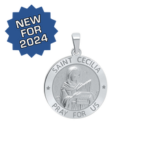 Load image into Gallery viewer, Sterling Silver Round Saint Cecilia Medallion (3/4 inch)
