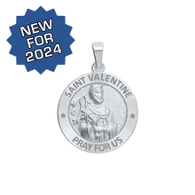 Load image into Gallery viewer, Sterling Silver Round Saint Valentine Medallion (3/4 inch)

