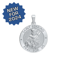 Load image into Gallery viewer, Sterling Silver Round Saint Edmund Medallion (3/4 inch)
