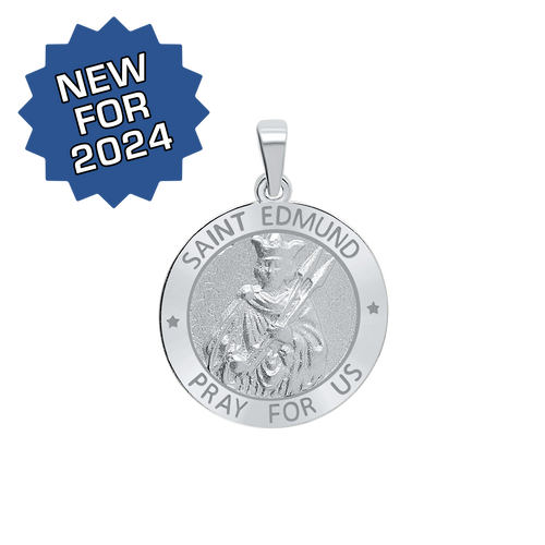 Sterling Silver Round Saint Edmund Medallion (3/4 inch)