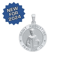 Load image into Gallery viewer, Sterling Silver Round Saint Augustine Medallion (3/4 inch)
