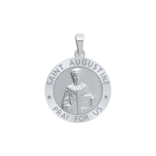 Load image into Gallery viewer, Sterling Silver Round Saint Augustine Medallion (3/4 inch)
