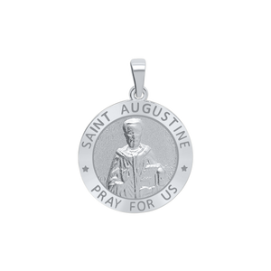 Sterling Silver Round Saint Augustine Medallion (3/4 inch)